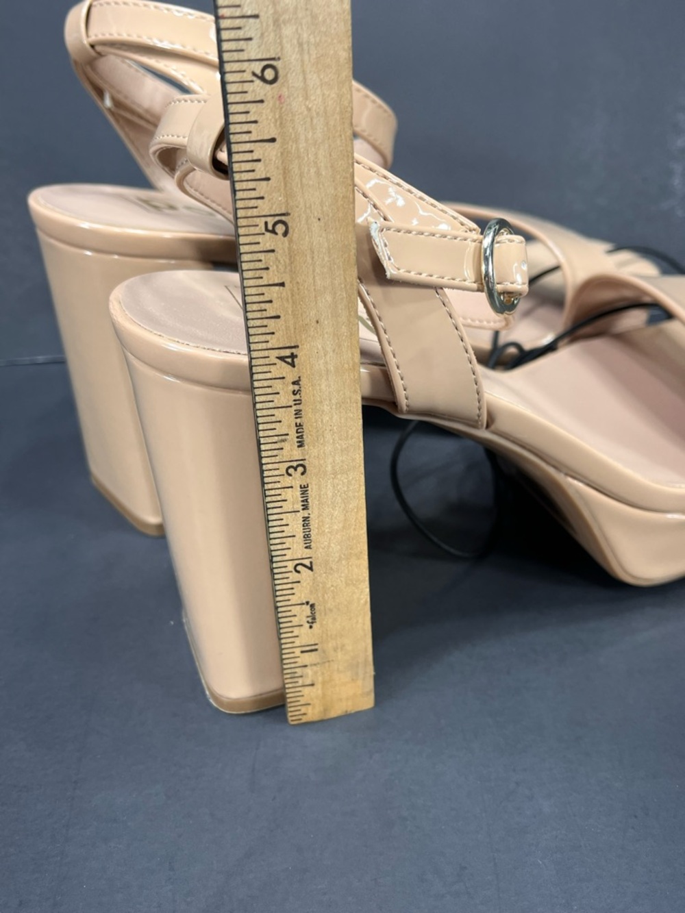 pop Patent Platform Block Heel Sandals in Nude size 7 new in box - Picture 5 of 6